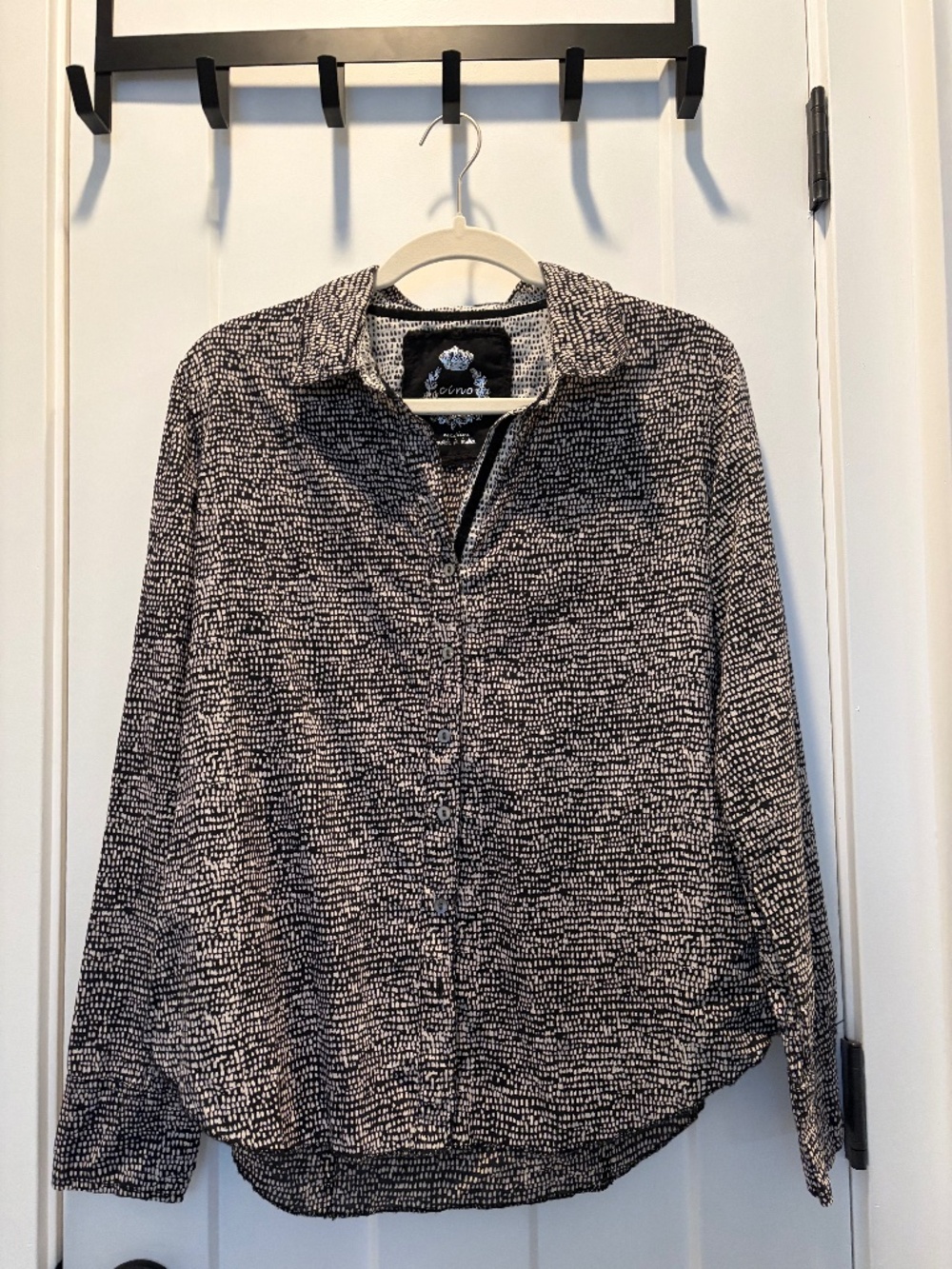 CINO ZANZIBAR DOT BLACK BUTTON DOWN SHIRT SIZE M